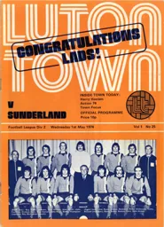 Programme: Luton Town FC vs Sunderland (1st May 1974)