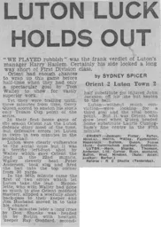 Match Report: Orient vs Luton Town FC (10th Aug 1974)
