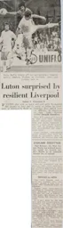 Match Report: Luton Town FC vs Liverpool (17th Aug 1974)