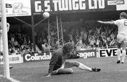 Ray Clemence cannot do anything about Butlin header