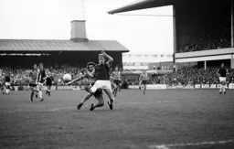 Jimmy Husband second to the ball