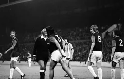 Referee Kirkpatrick has a laugh with Frank Lampard