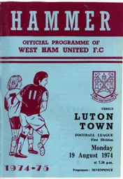 Programme: West Ham United vs Luton Town FC (19th Aug 1974)