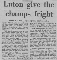 Match Report: Leeds United vs Luton Town FC (7th Sep 1974)