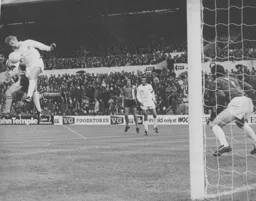 Barry Butlin heads in the Town's goal