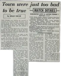 Match Report: Coventry City vs Luton Town FC (24th Sep 1974)