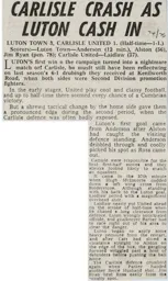Match Report: Luton Town FC vs Carlisle United (28th Sep 1974)