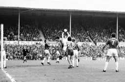 Peter Shilton takes charge in the box