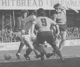 A combination of Alan West and Jimmy Husband cannot find a way through the Blues defence