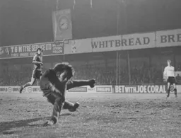 Keith Barber tips a Boro strike around a post