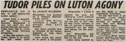 Match Report: Newcastle United vs Luton Town FC (2nd Nov 1974)