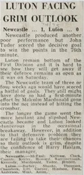 Match Report: Newcastle United vs Luton Town FC (2nd Nov 1974)