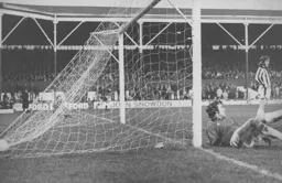 The ball nestles in the back of the net following the Town's second goal