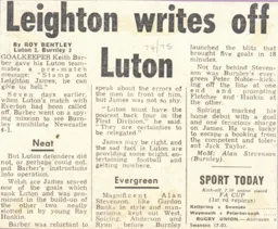 Match Report: Luton Town FC vs Burnley (30th Nov 1974)