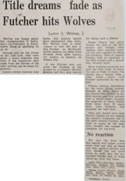 Match Report: Luton Town FC vs Wolverhampton Wanderers (28th Dec 1974)