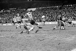 Jimmy Husband tries to get on to a loose ball