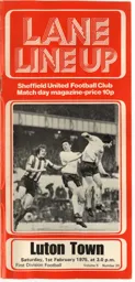 Programme: Sheffield United vs Luton Town FC (1st Feb 1975)