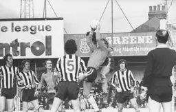 Newcastle goalkeeper Iam McFaul safely gathers the ball