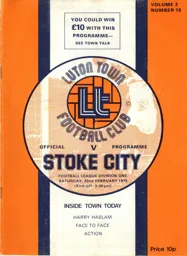 Programme: Luton Town FC vs Stoke City (22nd Feb 1975)
