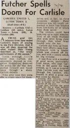 Match Report: Carlisle United vs Luton Town FC (15th Mar 1975)