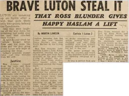 Match Report: Carlisle United vs Luton Town FC (15th Mar 1975)