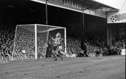 Ron Futcher cannot direct the ball towards goal