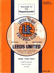 Programme: Luton Town FC vs Leeds United (22nd Mar 1975)