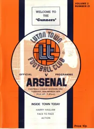 Programme: Luton Town FC vs Arsenal (25th Mar 1975)