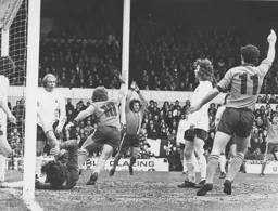 Alan West races away after scoring the Town's goal