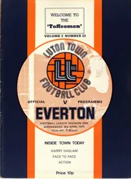 Programme: Luton Town FC vs Everton (9th Apr 1975)