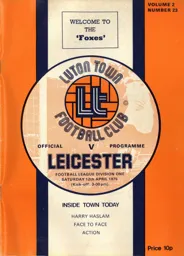 Programme: Luton Town FC vs Leicester City (12th Apr 1975)