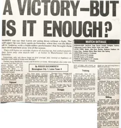 Match Report: Birmingham City vs Luton Town FC (19th Apr 1975)