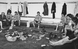 A dejected Luton changing room at the end of the game