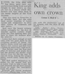 Match Report: Luton Town FC vs Hull City (16th Aug 1975)