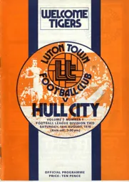 Programme: Luton Town FC vs Hull City (16th Aug 1975)