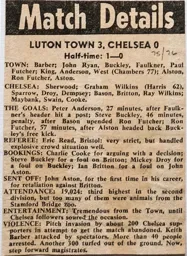 Match Report: Luton Town FC vs Chelsea (30th Aug 1975)