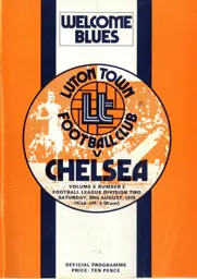 Programme: Luton Town FC vs Chelsea (30th Aug 1975)