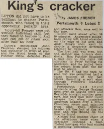 Match Report: Portsmouth vs Luton Town FC (6th Sep 1975)