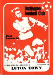 Programme: Darlington vs Luton Town FC (9th Sep 1975)