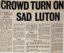 Match Report: Luton Town FC vs Plymouth Argyle (24th Sep 1975)