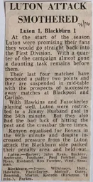 Match Report: Luton Town FC vs Blackburn Rovers (27th Sep 1975)