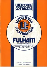 Programme: Luton Town FC vs Fulham (18th Oct 1975)
