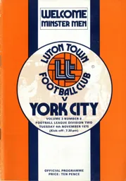 Programme: Luton Town FC vs York City (4th Nov 1975)