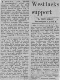 Match Report: Southampton vs Luton Town FC (8th Nov 1975)