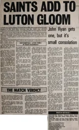 Match Report: Southampton vs Luton Town FC (8th Nov 1975)