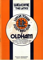 Programme: Luton Town FC vs Oldham Athletic (15th Nov 1975)