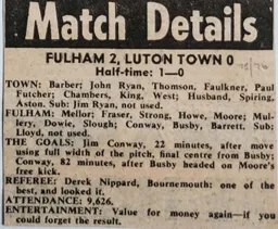 Match Report: Fulham vs Luton Town FC (22nd Nov 1975)