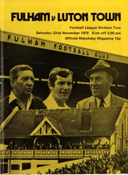 Programme: Fulham vs Luton Town FC (22nd Nov 1975)