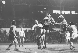 John Aston goes close with a header