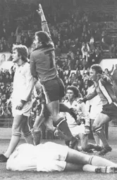 Jimmy Husband signals his goal